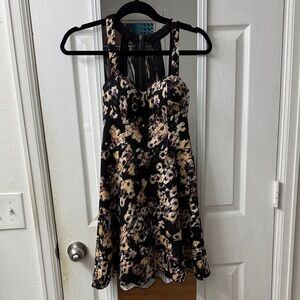 Material Girl Black and Pink Floral Dress